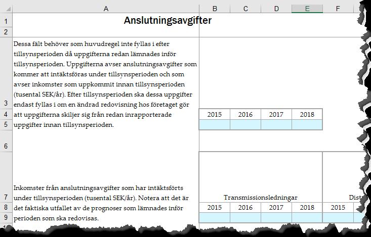 Den övre delen av fliken behöver som huvudregel inte fyllas i efter tillsynsperioden då uppgifterna redan lämnades inför tillsynsperioden.