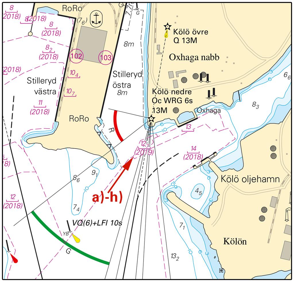 2019-08-29 10 Nr 770 Inför hinder, kontrollerat djup 10 m i) 56-09,563N 014-51,753E Inför ramad yta 10,6 m (2019) inom j) - t) j) 56-09,653N 014-51,743E k) 56-09,567N 014-51,773E l) 56-09,524N