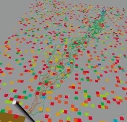 borehole. This is a result of the simulation of tracer test A-5. Figure 6-28.
