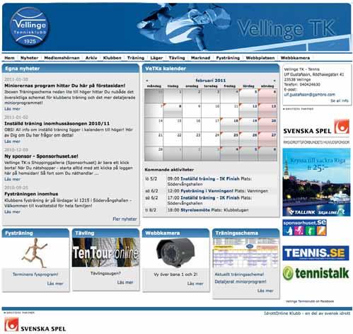 Webben På webbsidan har det varit förhållandevis lugnt. Vi finns på www.vellingetk.se och arbetar under IdrottOnlines verksamhet.