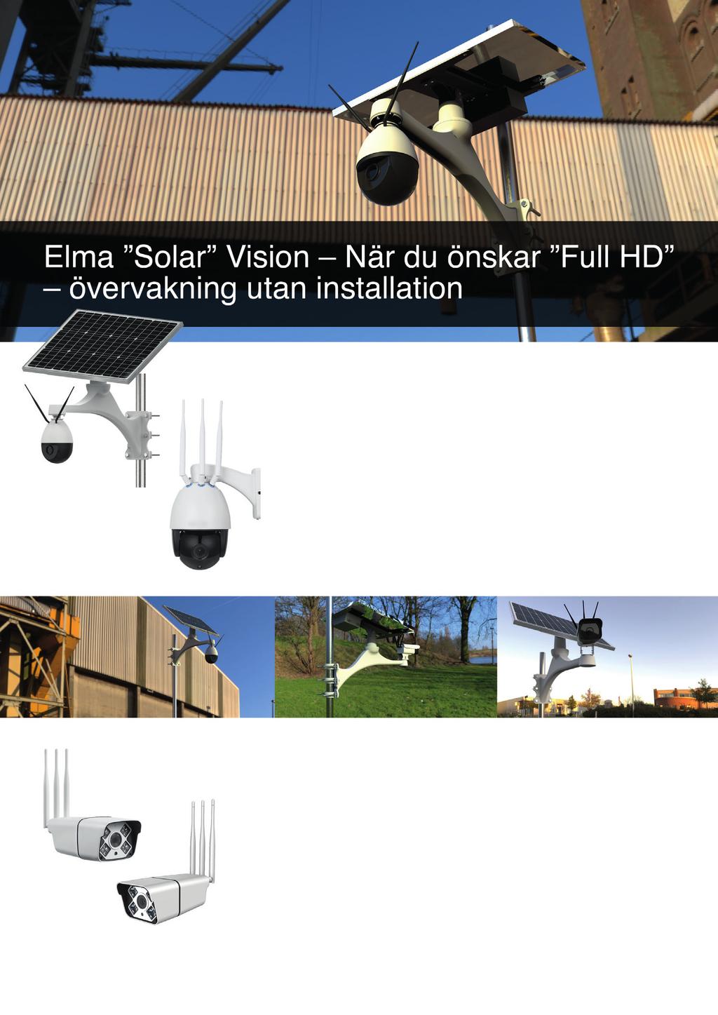 Elma Solar Vision 4G PTZ en övervakningskamera som matas via solenergi och kommunicerar via 4G-nätverket.