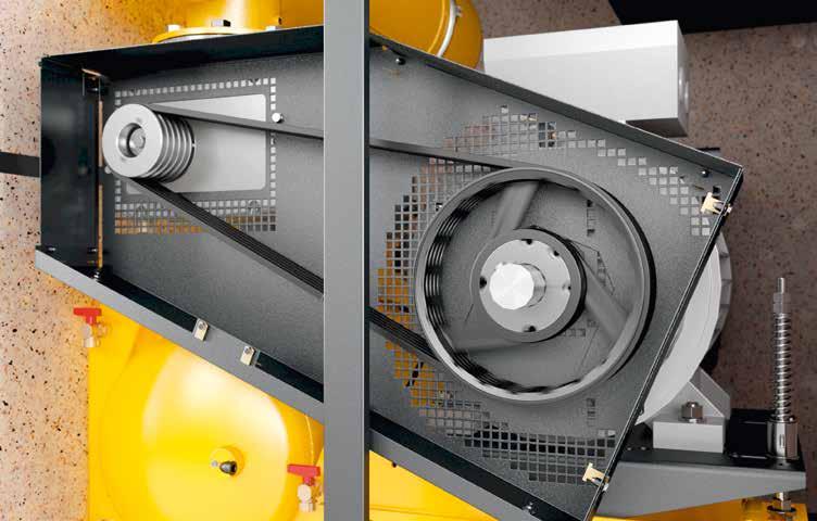 Den automatiska efterspänningsanordningen garanterar bästa möjliga överföringsverkningsgrad för kilremsdriften i KAESER-skruvblåsmaskinen under hela användningstiden.