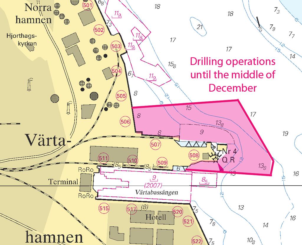 6 Arbetsområde a) 59-21,03N 18-06,80E b) 59-21,02N 18-07,24E c) 59-21,17N 18-07,04E d) 59-21,17N 18-06,64E Visas ej i ENC Bsp Stockholm M 2009/s09, s10, Stockholm M 2011/s09, s10 Sweden.