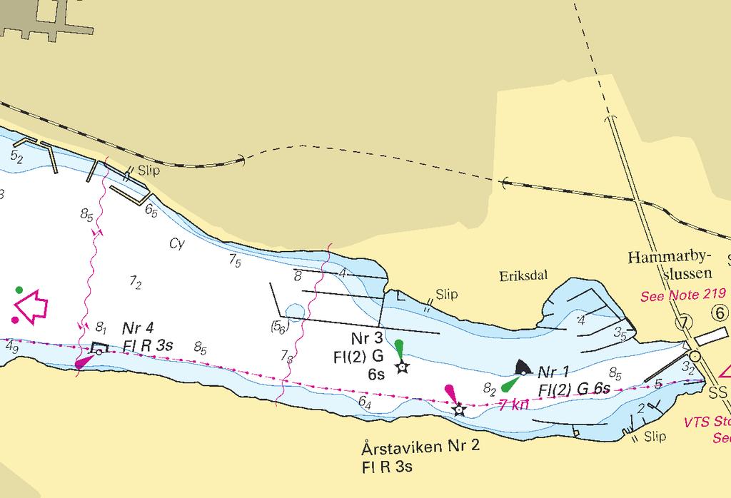 9 Mälaren och Södertälje kanal / Lake Mälaren and Södertälje kanal * 7570 Sjökort/Chart: 6141, 6142 Sverige. Mälaren och Södertälje kanal. Stockholm. Årstaviken. Bryggor ändrade.