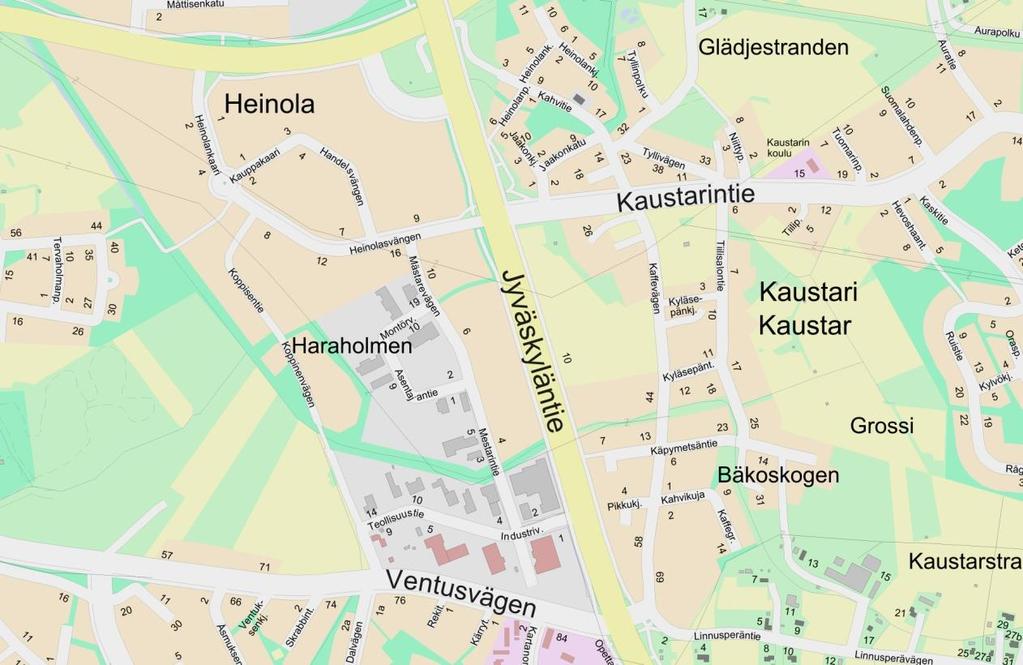KVARTER 65, 66, 73 OCH 74 SAMT PARK- OCH GATUOMRÅDEN I STADSDEL 160 (S.K. TYLLIS ÅKER) Detaljplanen för området är föråldrad och nu, när Heinola arbetsplatsområde börjar vara fullbyggt, har det