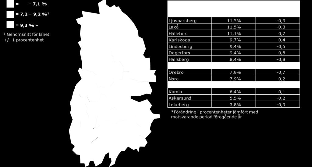 Inskrivna arbetslösa i april 2015 som andel