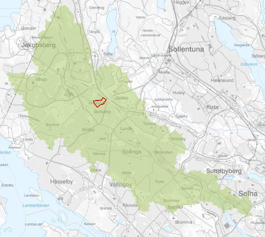 Lokala lågpunkter som är utsatta för översvämningsrisk finns på fastigheten längst i söder närmast Veddestabäcken (nr 1 i Figur 3-2), i grönområdet som ligger i mitten av planområdet