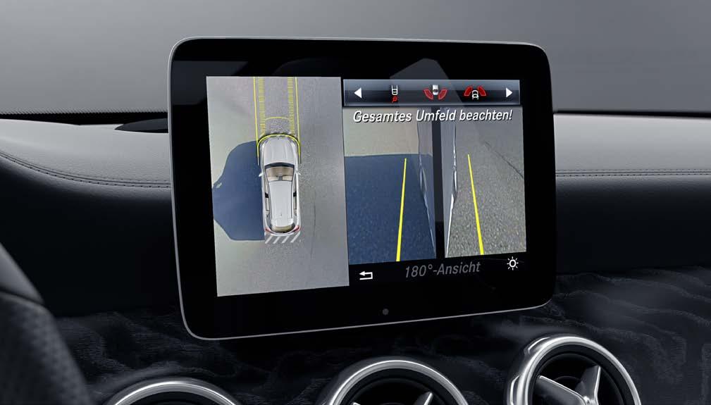 Parkeringspaket med 360 -kamerasystem Den aktiva parkeringsassistenten med PARKTRONIC gör det lättare att hitta en parkeringsplats och att köra in i och ut ur