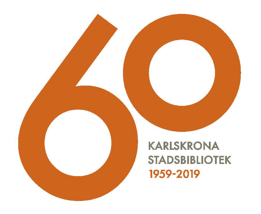 Programmet för jubileumskvällen den 11 september när Karlskrona Stadsbibliotek fyller 60 år. 18.00 Musik av T-break. 18.30 Välkommen 18.