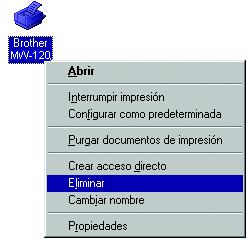 Impresión de datos desde un equipo con Windows Desinstalación (eliminación) del controlador de la impresora 1 Haga clic en el botón Inicio, seleccione Configuración y, a continuación, haga clic en