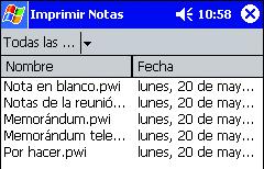 Procedimientos de impresión Impresión de datos desde un PC de bolsillo En primer lugar, describiremos el procedimiento para usar Imprimir notas.