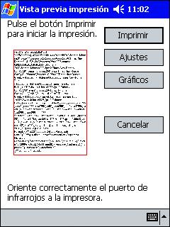 5 Haga clic en el botón Imprimir. Una vez que el PC de bolsillo detecta la impresora, da comienzo la impresión.