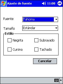 2 Se pueden especificar las siguientes opciones de configuración de texto.