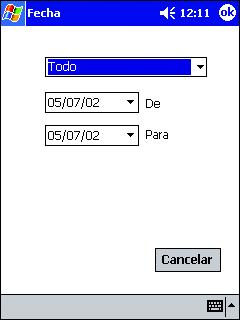 Impresión de datos desde un PC de bolsillo Impresión de una fecha especificada Se puede especificar el periodo de tiempo que se desea imprimir.