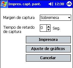 Configuración de captura de pantalla Se puede especificar el tiempo transcurrido hasta que se importan los datos y el tamaño del área capturada. 1 Haga clic en en la barra de herramientas.