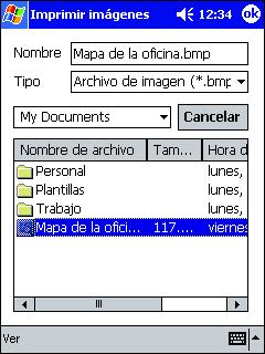 Imprimir Imágenes Impresión de datos desde un PC de bolsillo Los archivos de imagen guardados (en formato BMP, JPEG o PNG) se pueden imprimir. 1 Haga clic en en la pantalla Brother MPrint.