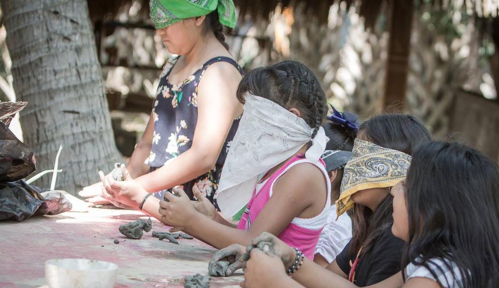 Workshop i förskolan Zipolite i februari 2018 Text: Klara Stintzing Daniel och jag sitter i skuggan under palmbladstaket I comedoren, platsen där man äter och har stormöten.