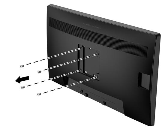 2. Ta bort de fyra skruvarna från VESA-hålen på bildskärmspanelens baksida. 3.