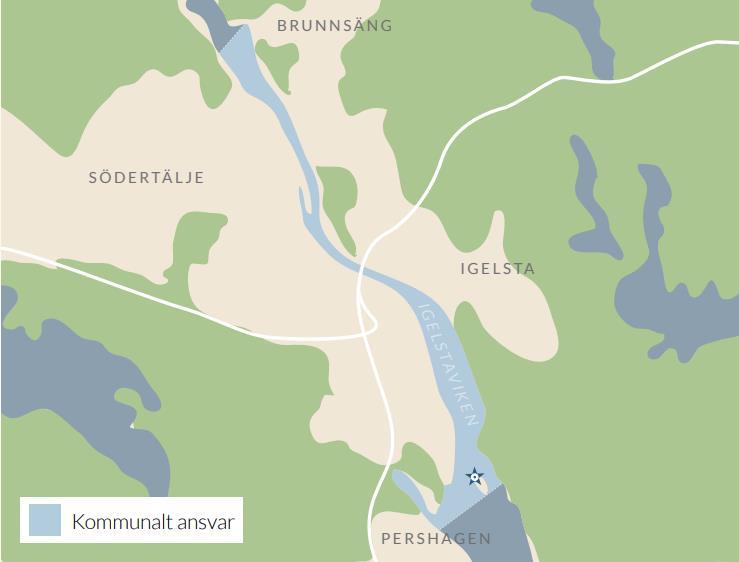 I söder ges begränsningslinjen av Trehörningen med en linje från dess östra spets till Bedarön.