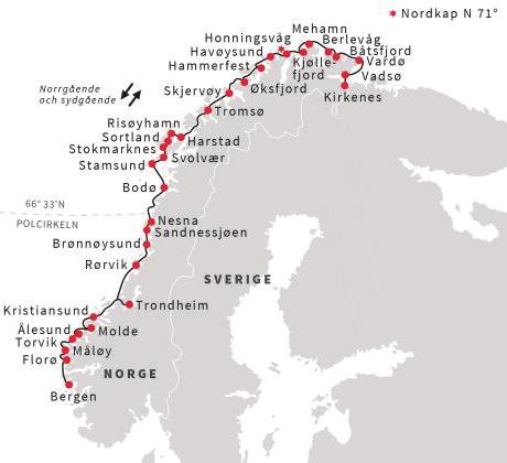 KRYSSNINGSSCHEMA Hurtigruten sydgående med Kungskrabbsfiske i Kirkenes DAG HAMN ANKOMST AVGÅNG 19 nov Kirkenes 12:30 19 nov Vardø 15:45 16:45 19 nov Båtsfjord 19:45 20:15 19 nov Berlevåg 21:45 22:00