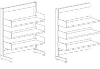 et hyllplan är beräknat efter optimal placering av skönlitteratur. En startsektion levereras med en vänster och en höger konsol per hyllplan.