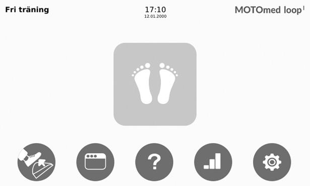 Fri träning se Bild 5.1 Tryck på "Till-/Från"-knappen och koppla på din MOTOmed. MOTOmed initialiserar sig går in i driftberedskap. Hemskärmen visas. MOTOmed loop.