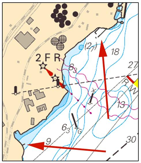 Inför flytbrygga ca: position 58-54,963N 17-57,969E se bild. Inför flytbrygga ca: position 58-54,644N 17-57,560E se bild.