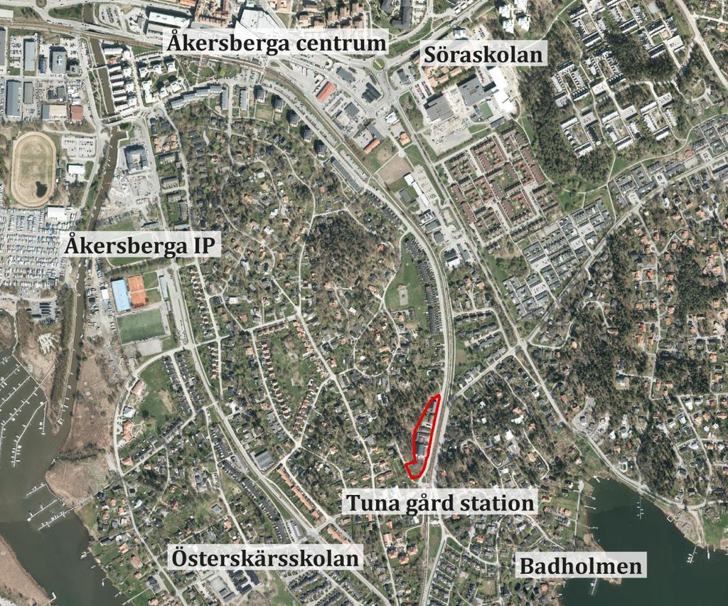 Figur 16. Områdets lokalisering i förhållande till Åkersberga centrum 3.