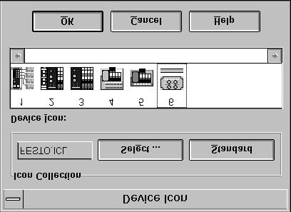 2. Idrifttagning Nu visas följande dialogruta: Bild 2/4: Dialogrutan "Device Icon" för val av ikon Gå till väga på följande sätt: Välj filen
