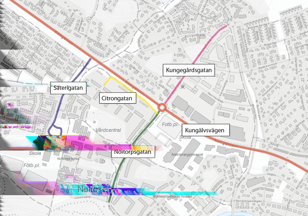 TRAFIKUTREDNING NOLTORPSSKOLAN, ALINGSÅS 9 2 Förutsättningar Stadsdelen Noltorp är belägen i nordvästra Alingsås. Området bebyggdes under 1960- och 70-talet.