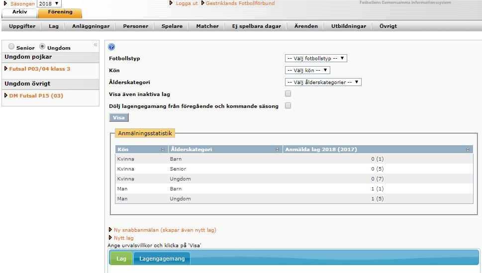 1 2 Att hantera lag i FOGIS 3 4 Utan något förval Nu ser du din förenings alla