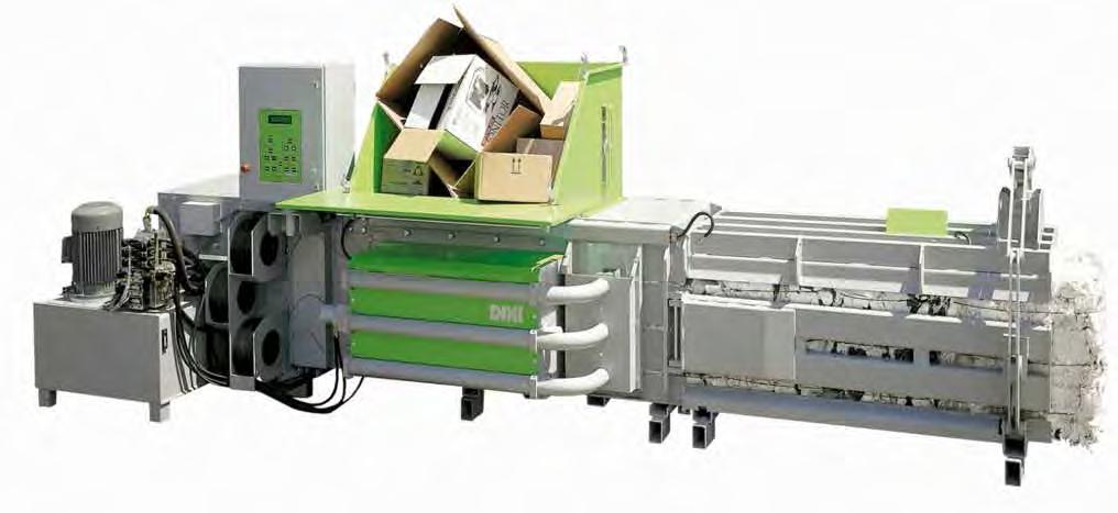Halvautomatisk press för kunder med mellanstor volym av papp, papper eller plast. Nedanstående modell är utrustad med kärlvändare finns också med manuell påfyllning.