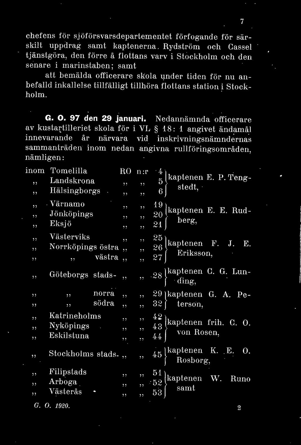 stockham. 7 G. O. 97 den 29 januari. Nedannämnda officerare av kusta~tieriet skoa för i VL 18: 1 angivet änc?