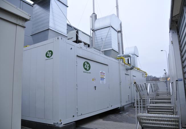 Projektering, leverans, montering, driftsätning och serviss av naturgas cogeneration panncentral med elektriskt effekt 600 KW i sport