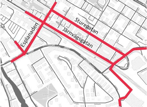 4.2.4 Bussalternativ 4, Cirkulation via Järnvägsgatan och Sturegatan Busslinjer trafikerar centrala Sundbyberg via Esplanaden, Järnvägsgatan och Sturegatan.