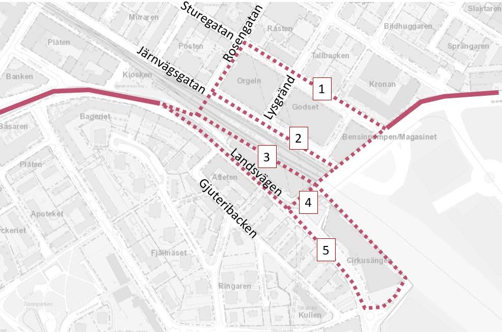 4.3 Funktioner i direkt anslutning till resecentrum Utöver de övergripande alternativ för busstrafikering som presenteras i avsnitt 4.