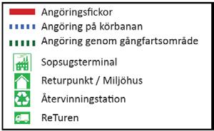 I figur 30 redovisas förslag till möjliga angöringsytor på allmän mark, utifrån planprogrammets strukturplan. Förslaget kommer att utvecklas vidare under vidare detaljplaneprocess. 30. Förslag till angöringsytor.