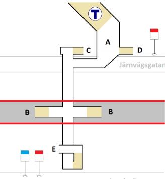 Tunneln som kopplar ihop Järnvägsgatan och Landsvägen i höjd med Gjuteribacken (gångpassage nr.