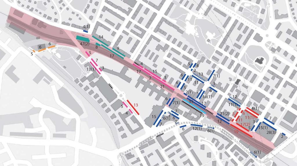 65. Allmänna bilparkeringsplatser inom programområdet och längs delar av Sturegatan, 2018.