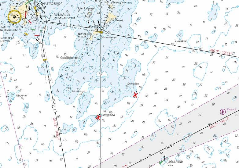 Kuva viitteeksi, karttaotteet ei merikartan mittakaavassa / Bild för referens, kortutdrag inte i sjökortets skala / Image for reference, chart extracts not to scale of chart ( FTA, Vaasa/Vasa 2018 )