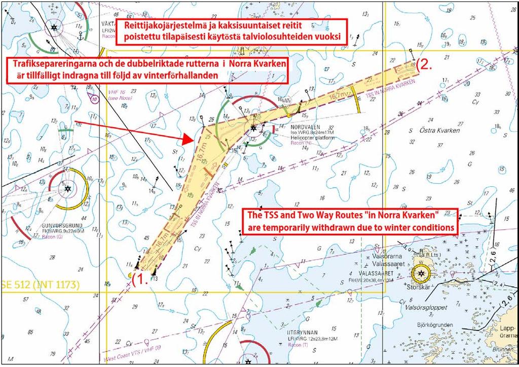 2 Kuva viitteeksi, karttaotteet ei merikartan mittakaavassa / Bild för referens, kortutdrag inte i sjökortets skala / Image for reference, chart extracts not to scale of chart ( Ufs 687/12806(T),