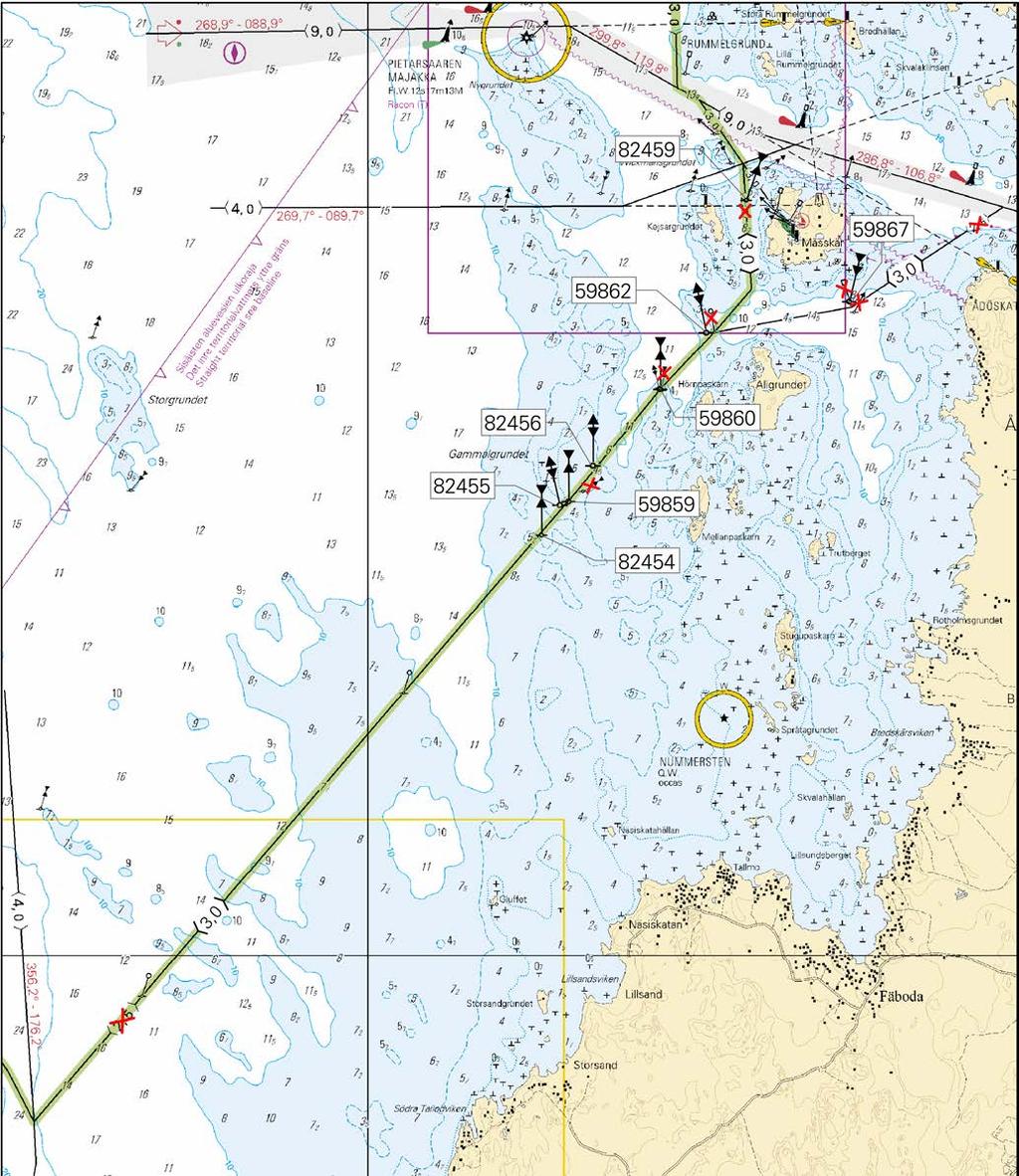 Kuva viitteeksi, karttaotteet ei merikartan mittakaavassa / Bild för referens, kortutdrag inte i sjökortets skala / Image for reference, chart extracts not to scale of chart ( FTA, Vaasa/Vasa 2017 )