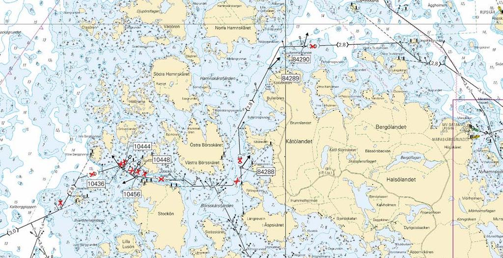 Kuva viitteeksi, karttaotteet ei merikartan mittakaavassa / Bild för referens, kortutdrag inte i sjökortets skala / Image for reference, chart extracts not to scale of chart ( FTA, Vaasa/Vasa 2018 )