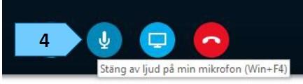 Delta i Skype-möte, mikrofon 1. Säkerställ att ditt ljud är på under workshopen.