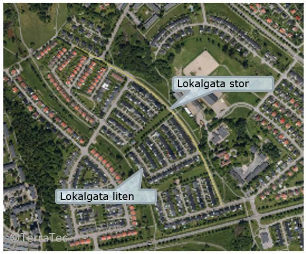 KRAV 67 (135) Lokalnät för biltrafik, större lokalgata.