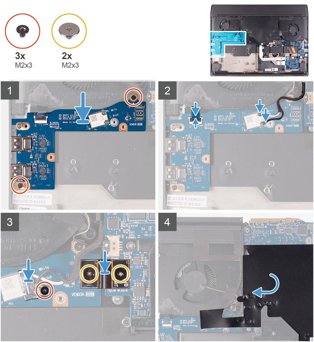 Följande bild visar placeringen av det vänstra I/O-kortet och ger en visuell representation av installationsproceduren. 1.