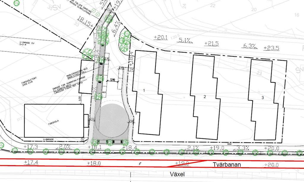 Rapport nummer: 2015-036 r01 Datum: 2015-08-24 rev 2015-09-14, Årsta, Stockholms stad Stomljud och vibrationer A B C Förskola L:\2015\2015-036 LE Årstastråket kv 1, vibrationer, JM