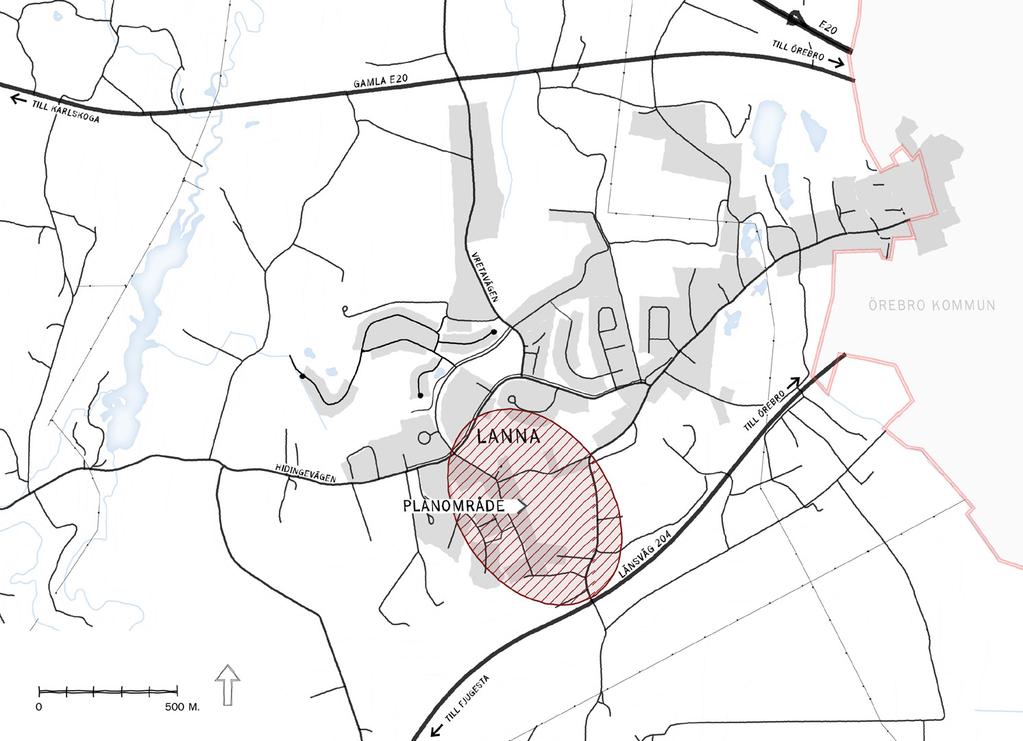 Plandata Läge och omfattning Planområdet är beläget i Lanna i de norra delarna av Lekebergs kommun.