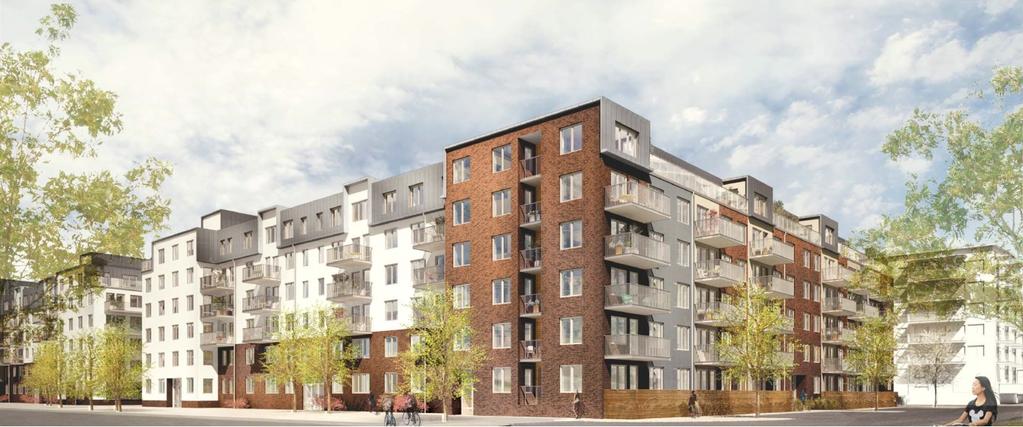 Illustrationen visar det södra kvarteret och den nya gatan sett från