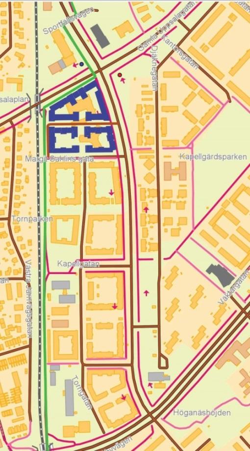 Längs Vattholmavägens västra sida har Kapellgärdet under de senaste 15 åren omvandlats från kontors- och verksamhetsområde till en kvartersbebyggelse med bostäder.
